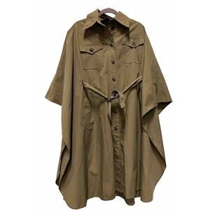 George David‎ Fashions Batwing sleeve Wrap Cape Coat belted Green